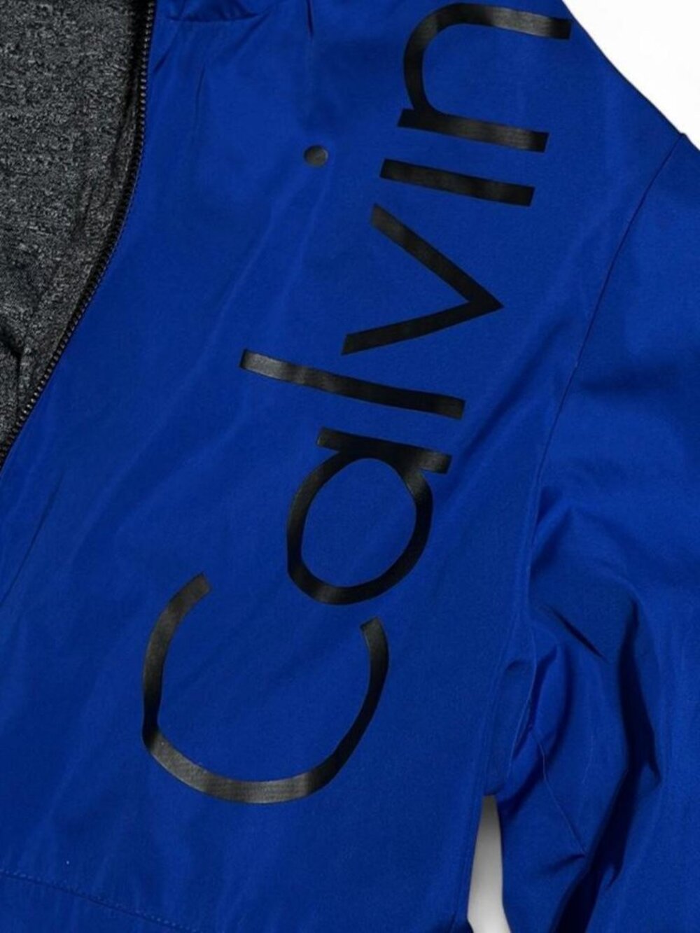 Calvin Klein Womens Blue Reversible Hooded Windbreaker Jacket Medium